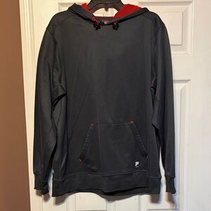 Fila Black Hoodie with Red Hood Lining and Accents